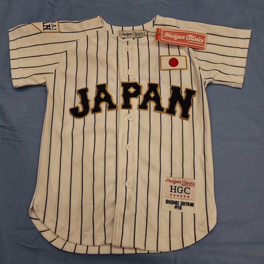 HEADWEAR CLASSICS KIDS JAPAN SHOHEI OHTHANI #16 BASEBALL JERSEY WHITE SIZE XS